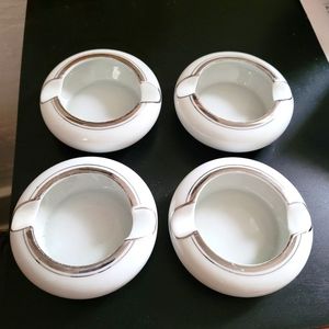 Fukagawa Arita 900P Platinum and White Ashtrays Set of 4